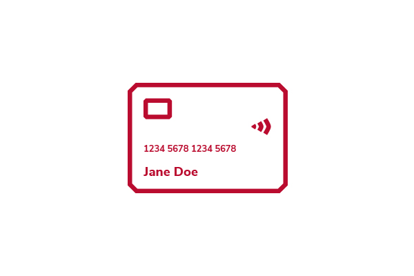 Credit card icon with text "Jane doe" 