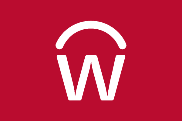 White Workday Icon against a scarlet background
