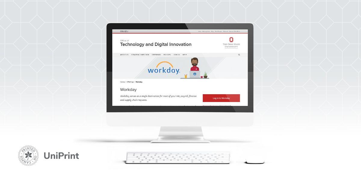 computer screen with Workday landing page