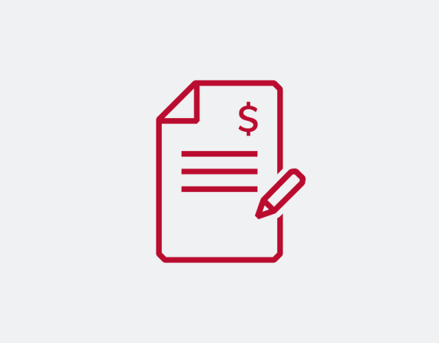 Icon of a document with a dollar sign and pencil