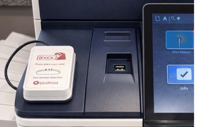 imag of printer with tap-to-print reader installed