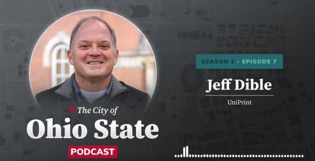 Jeff Dible headshot with words The City of Ohio State podcast