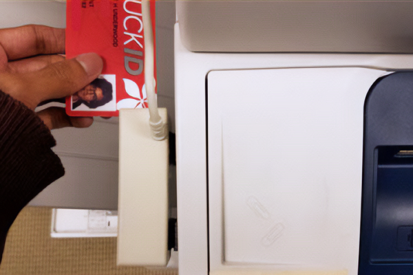 Photo showing how to swipe your BuckID at a campus printer