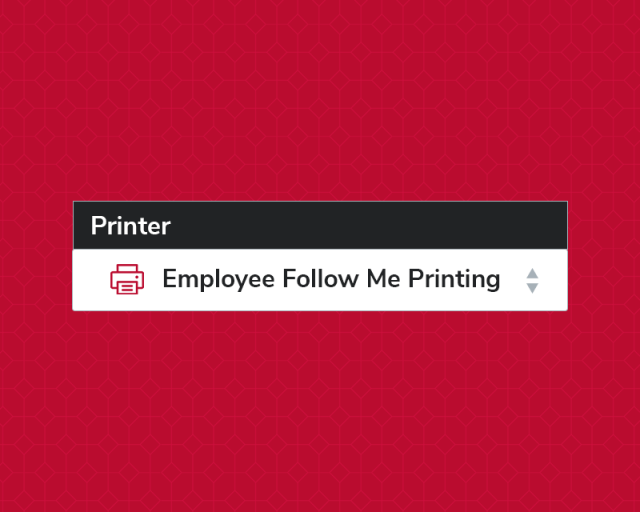Image showing a printer selection dropdown with text "Employee Follow Me Printing"