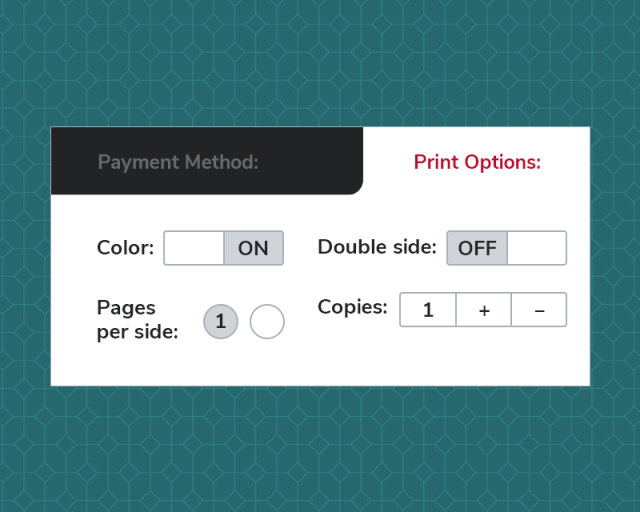 Graphic showing printing options menu
