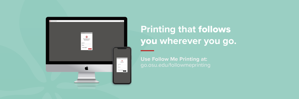 Follow Me Printing web banner with text "Printing that follows you wherever you go"
