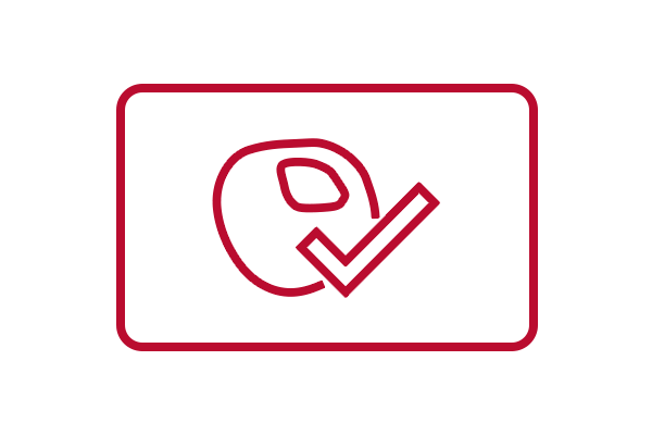 Icon of a Buckeye nut with checkmark inside a rectangle